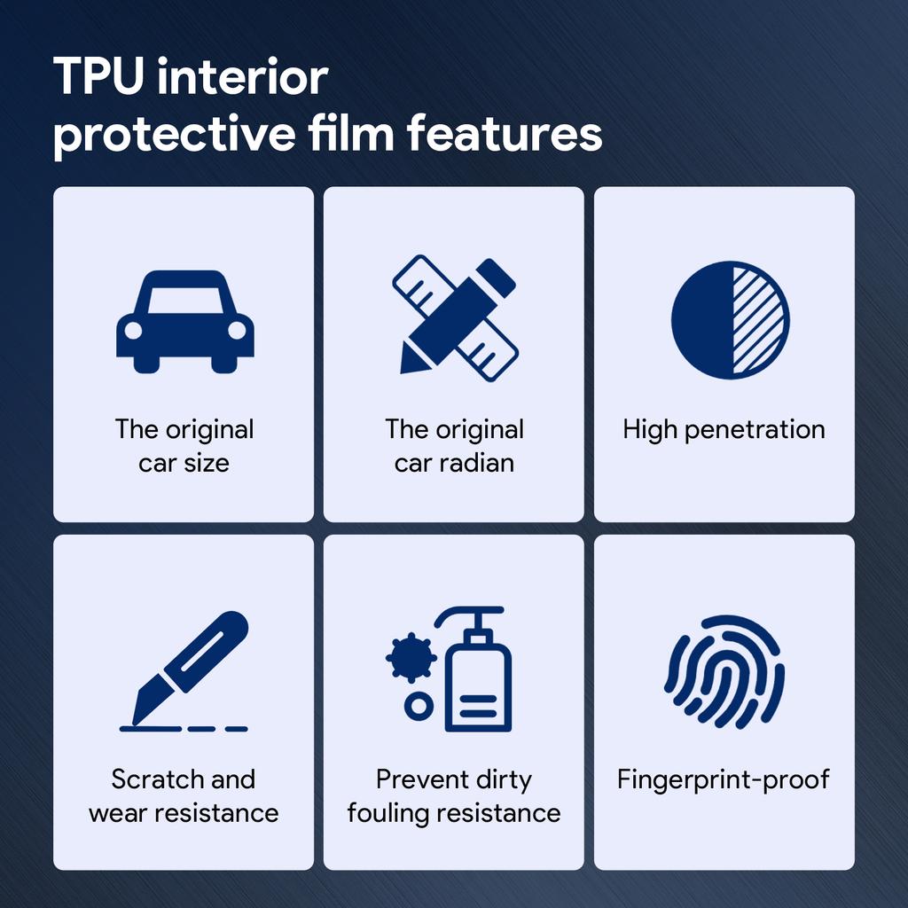 Car Interior TPU Protector Anti-scratch Film For Kia EV6 2022-2024 Auto Protective Transparent Anti-tear Stickers Accessories