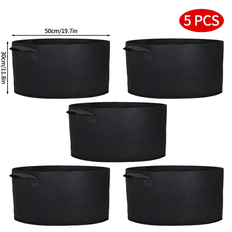 5Pcs 3-50 Gallons Grow Bags Non-Woven Fabric Plant Pots With Handle Garden Planting Bag For Tomato, Potato, Strawberry, Flowers Set