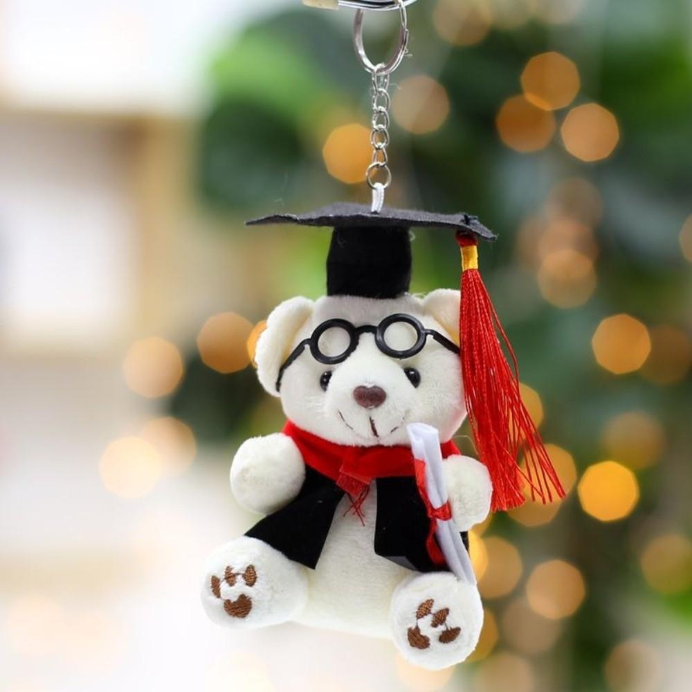 Cute Graduation Bear Plush Toy 12cm Bear Pendant Cartoon Bear Keychain  Backpack Accessory