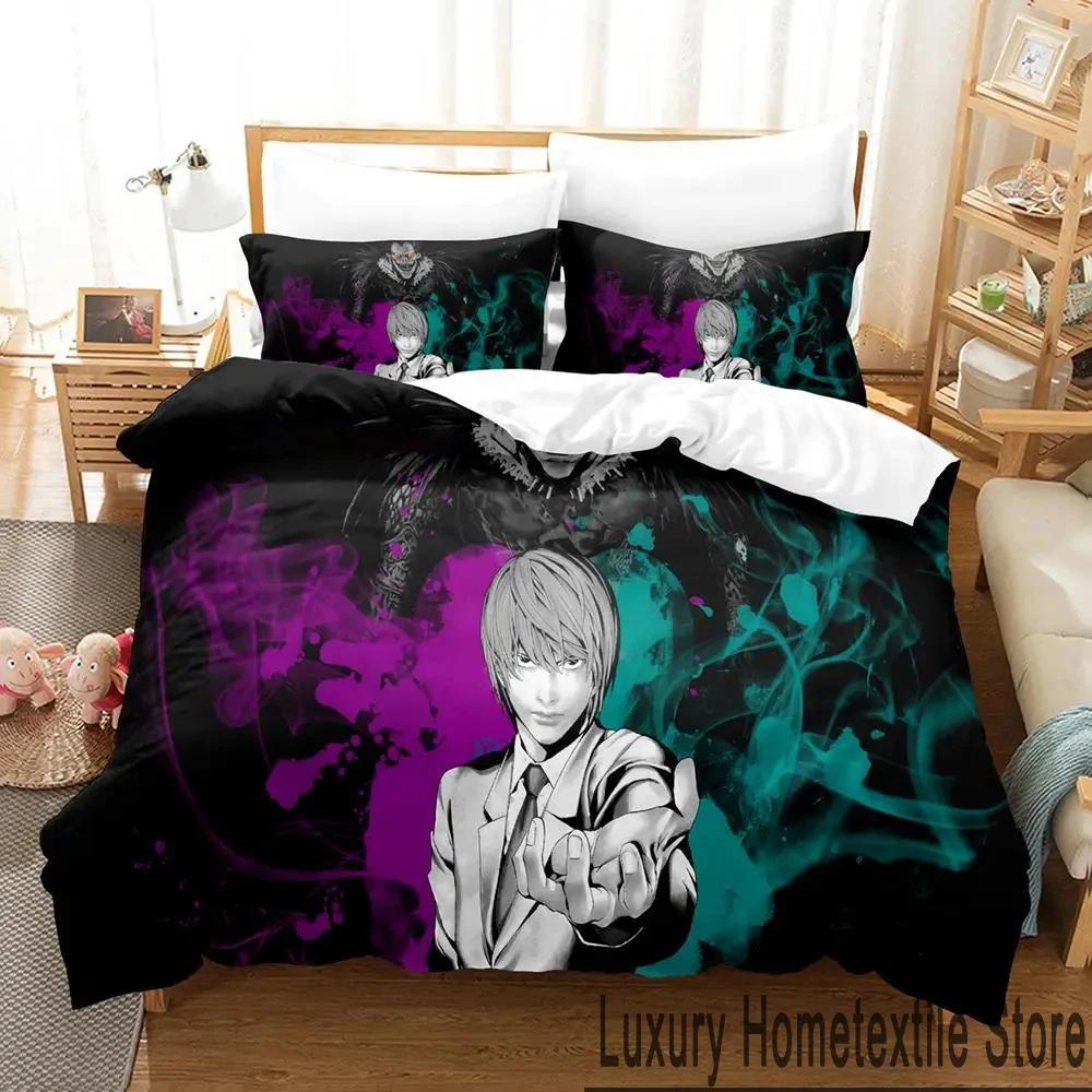 3D Print Death Anime Note Beding Set Young Boys Young Girls Twin Quen King-Sized Dimensionsd Dimensions Soft Duvet Cover Pilowcase Bed boys Adult