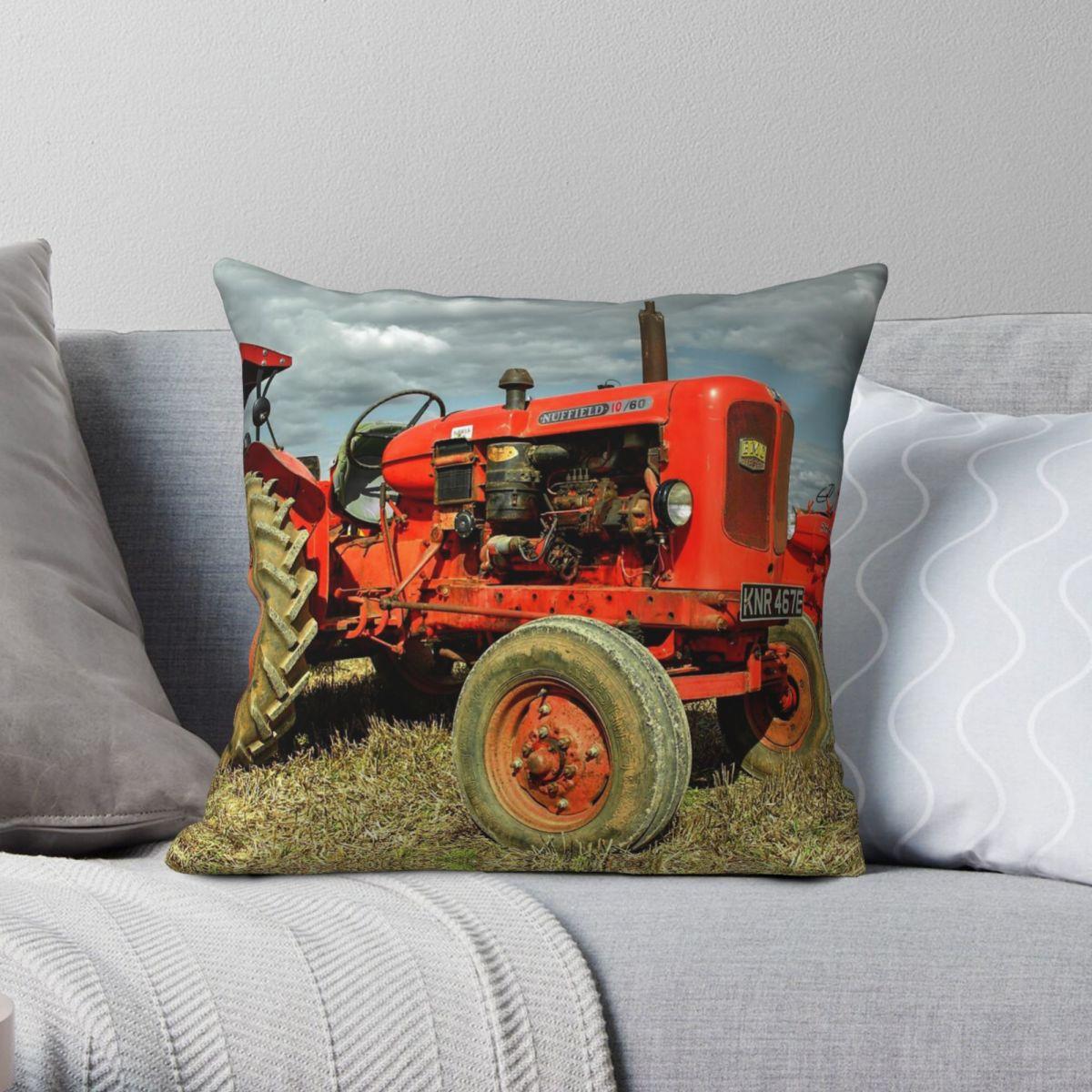 Green Harvest Unisex Tractors Nuffield Pillowcase Polyester Linen Velvet Creative Zip Decorative Car Cushion Cover