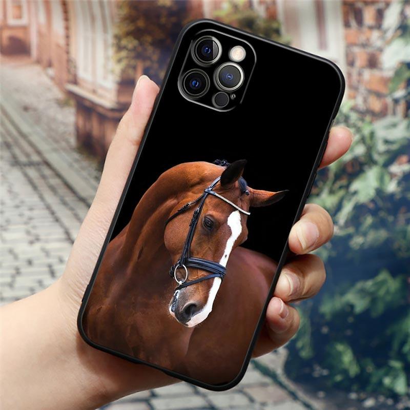 Horse Girl Animal Black Horses Phone Case For Apple iPhone 16e 16 15 14 13 12 11 Pro Max XR XS 7 8 Plus SE2 Cover Silicone Cases