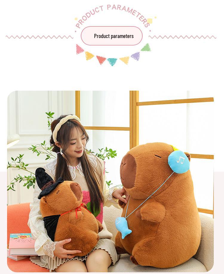 Capybara Headphones Plush Pillow: Adorable Sleeping Doll & Birthday Gift