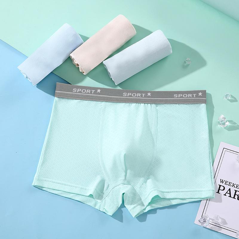 Breathable Antibacterial Teen Boxer Briefs - Summer Mesh, Seamless, Ice Silk, S-XL