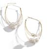 Baroque Style Handmade Geometric Copper Earrings Personality Multi-layer Tassel Imitation Pearl Earrings for Women