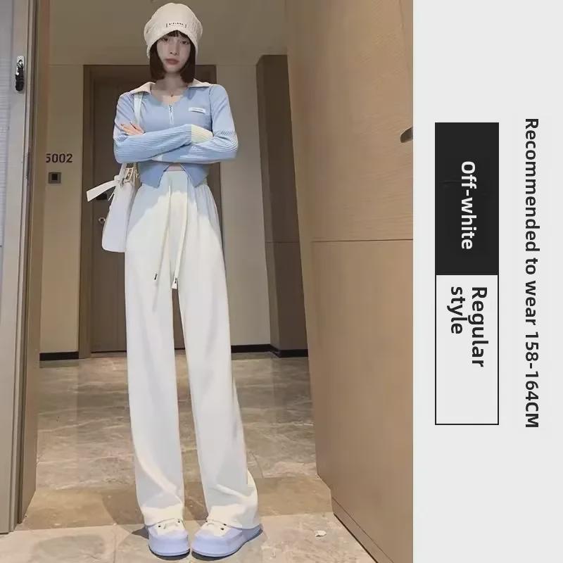 Women's High-Waist Corduroy Wide-Leg Pants: European Cotton Velvet, Autumn/Winter, Slim Drape, Plus Velvet, Casual Straight Fit.