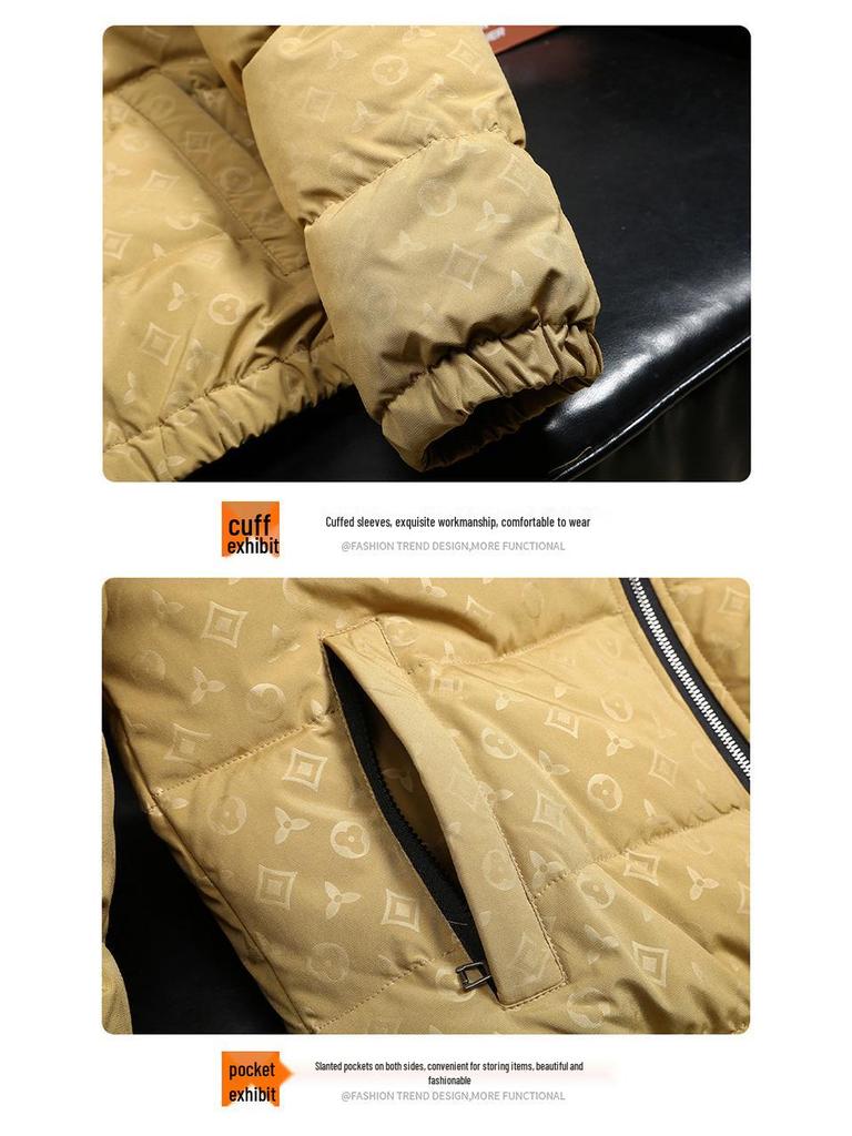 Jaqueta Acolchoada Masculina Tendência com Relevo - Algodão Grosso para Outono/Inverno