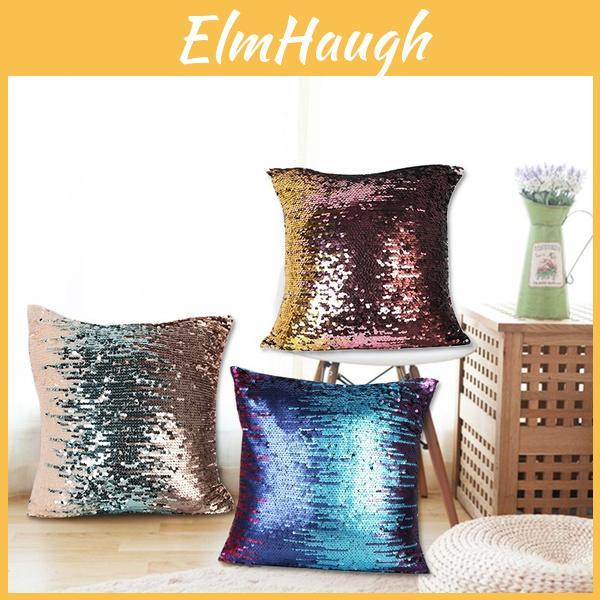 Elegant Reversible Sequin Cushion Cover Double Color Flip Design For Chic Bedroom Or Living Room