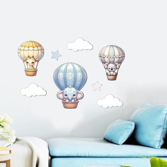9Pcs Hot Air Balloon Wall Art Cute Animal Clouds Stars 3D Wall Decor Eco-friendly Kids Room Nursery Decoration Baby Shower Gift
