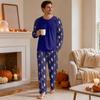 Men's Halloween Pajama Set Long Sleeve Round Neck Top and Pants Casual Comfortable Sleepwear