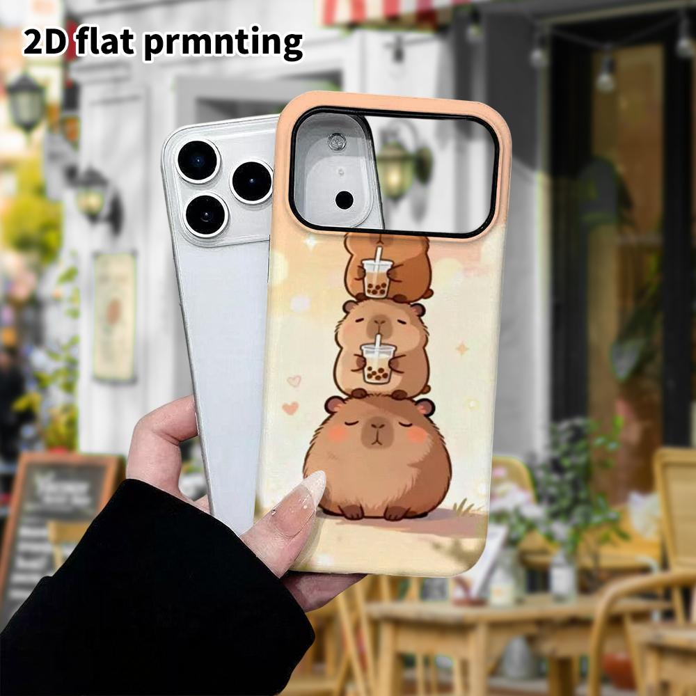 Phone Case: 2D flat design suitable for iPhone 18 17 16 15 14 13Pro film protection case, couple style, stacking capybara, Christmas and Halloween gif