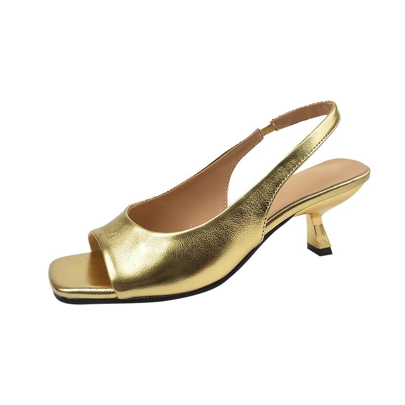 Mote Sommersandaler Kilehæl Sko For Kvinner Slip On Sølv Gull Pumps Vår Høst Elegante Slingback Sandaler Sexy Hæl