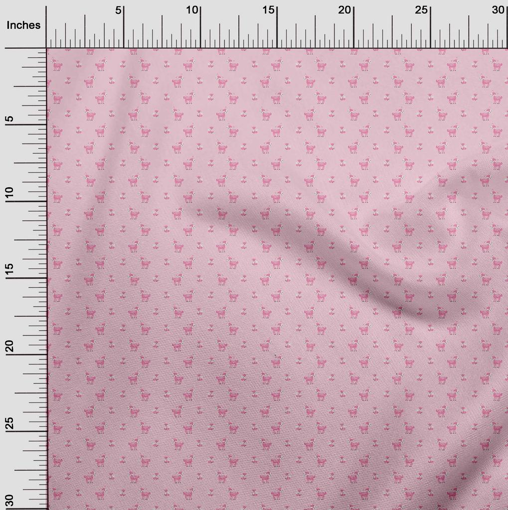 oneOone Cotton Cambric Light Pink Fabric Animal  Quilting Supplies Print Sewing Fabric By The Yard 42 Inch