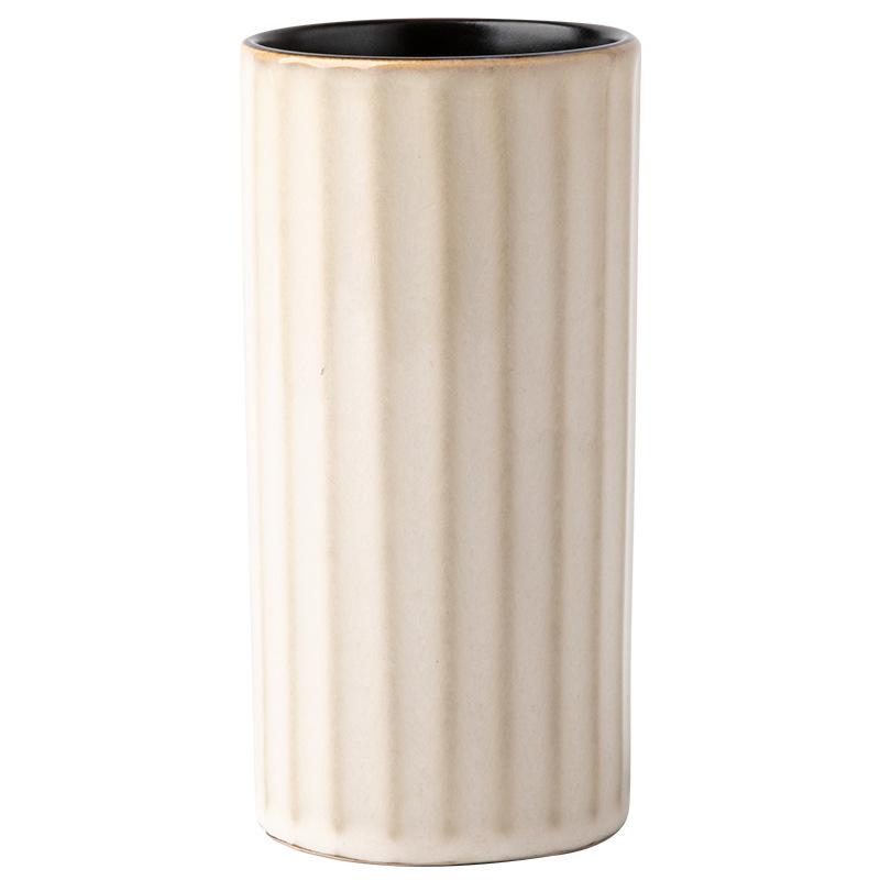 Vintage Ceramic Utensil Holder with Drainage Holes - Practical Kitchen Cutlery Storage Crock for Knife, Fork, Spoon