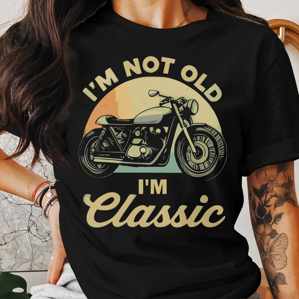 Classic Motorcycle Graphic T-Shirt: Retro Biker Gift L