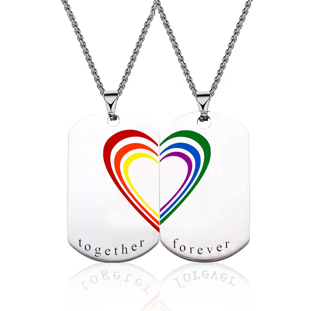 Rainbow Love Tag Jewelry New Stainless Steel Couple Love Pendant Necklace Jewelry