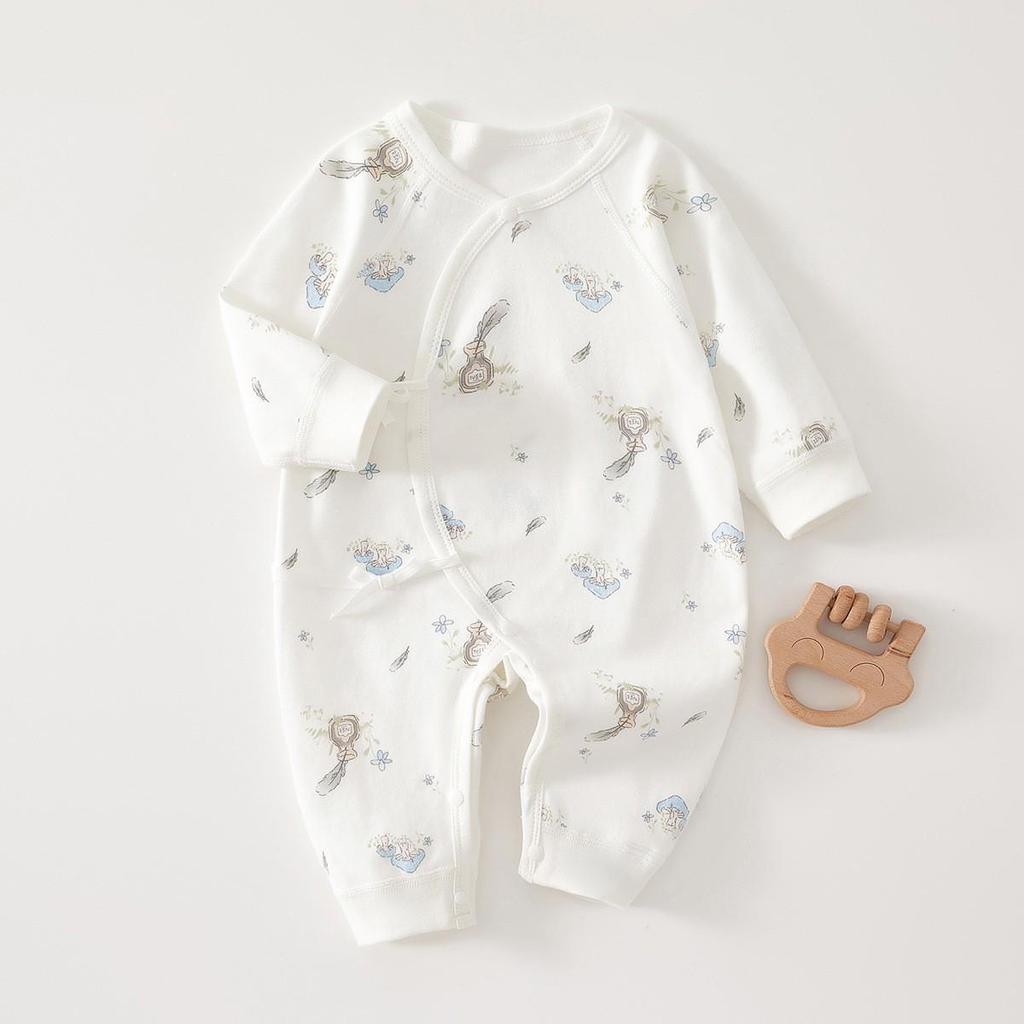 Neugeborenen Strampler aus reiner Baumwolle mit Schmetterlingsmotiv - Vier Jahreszeiten, Knochenloser Jumpsuit für Frühling & Herbst