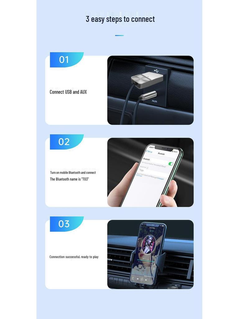 Kompakter Bluetooth 5.0 Auto-Audio-Receiver mit HD-Freisprechanruf, Navigation, AUX-Unterstützung