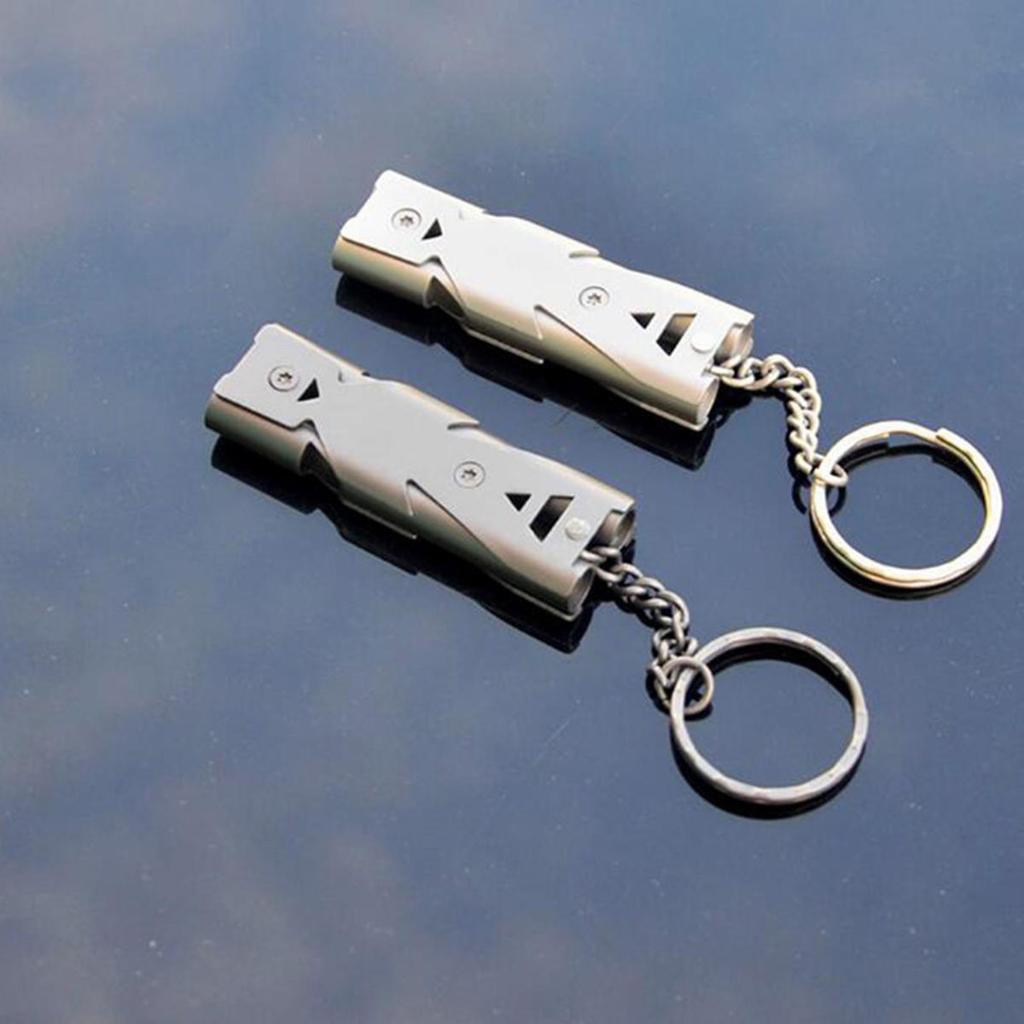Double Pipe Whistle Pendant Keychain High Decibel Portable Outdoor Survival Emergency Camping Tool Multifunction Whistle