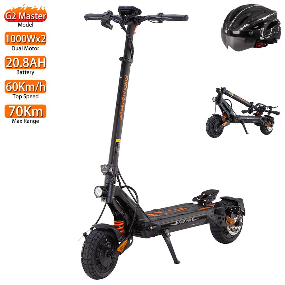 Electric Scooter Adult Kukirin G2 Master 1000Wx2 Dual Motor Electric Scooter Foldable Top Speed 60Km/h 52V 20.8AH Range 70Km Load 120Kg Black