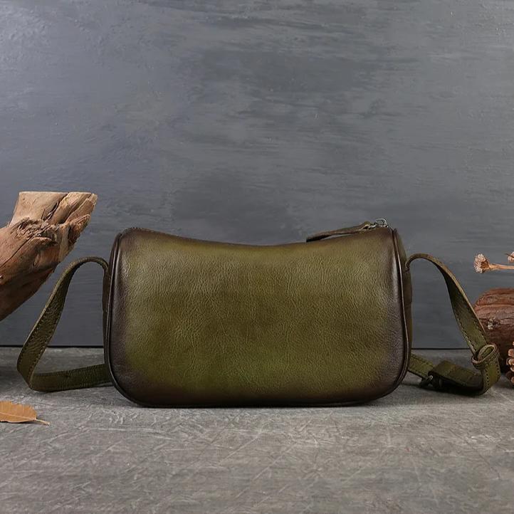 Johnature Vintage Echtes Leder Vielseitige Damen Tasche Handgefertigt Rindsleder Lässige Einfarbige Schulter- & Crossbody-Taschen