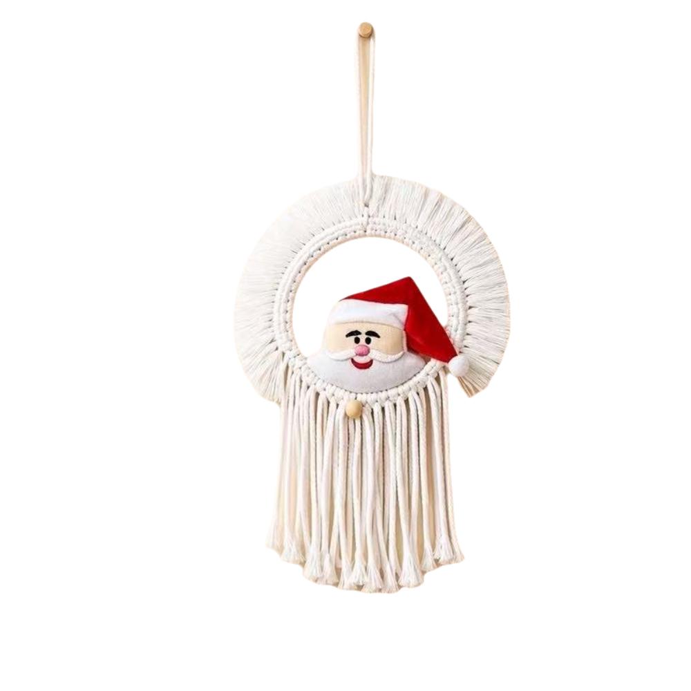 Santa Claus Christmas Tree Tapestry Bohemian Style Cotton Rope Tapestry Living Room