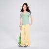 Girls' Faux Two-Piece Short Sleeve T-Shirt & Wide-Leg Pants Set