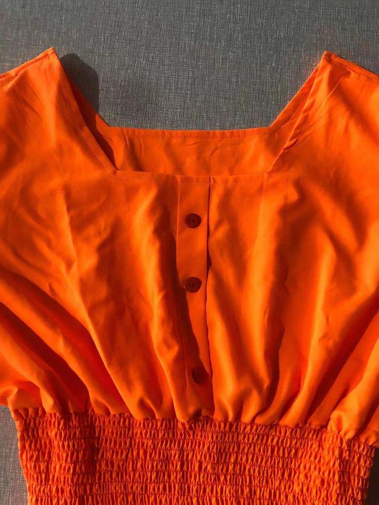 2025 Damen Sommer Maxi Sonnenkleid mit eckigem Ausschnitt & Puffärmeln