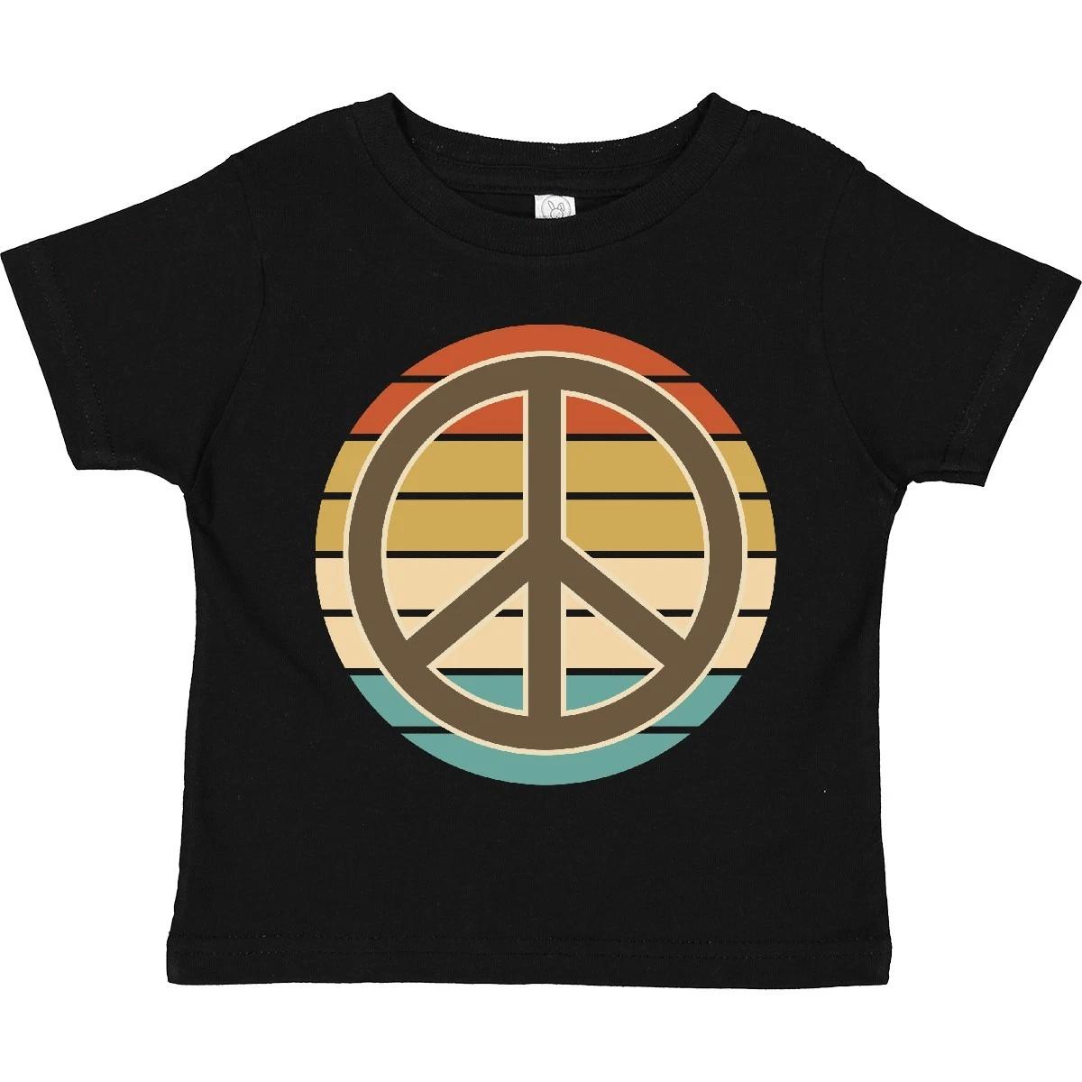 Inktastic Retro Peace Sign Sunset Toddler kids boys T-Shirt Symbol 70s 80s Hippie Child 100