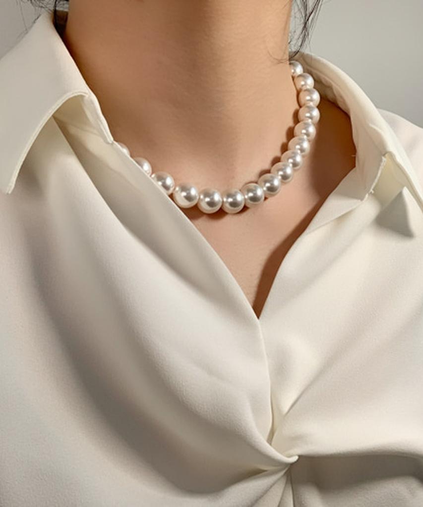 Alleun Swarovski Pearl Necklace Silver 925 Choker 12Mm