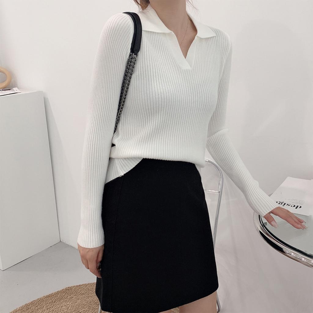 Women's Turtleneck Long Sleeve  Collar Sweaters Solid Color Pullover Tops