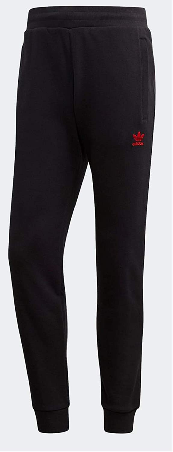 

adidas Originals TREFOIL Essentials French Terry Size L Sweatpants, (Waist 79-85cm), FUD05, Black/Scarlet