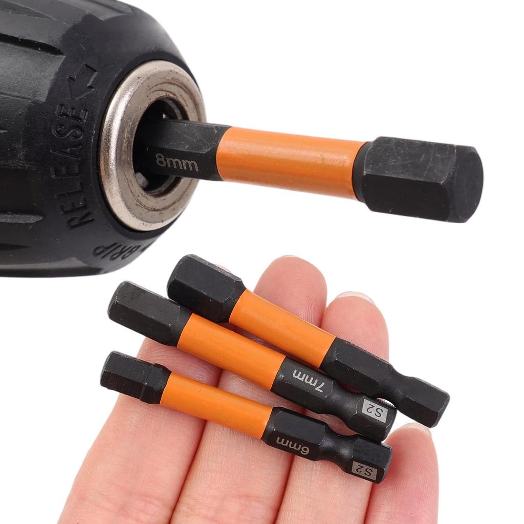 S2 Steel Screwdriver Hex Head Bits Metric Magnetic Allen Wrench Drill Bit Set with Holder Power Tools Impact Driver Bits 25/50mm