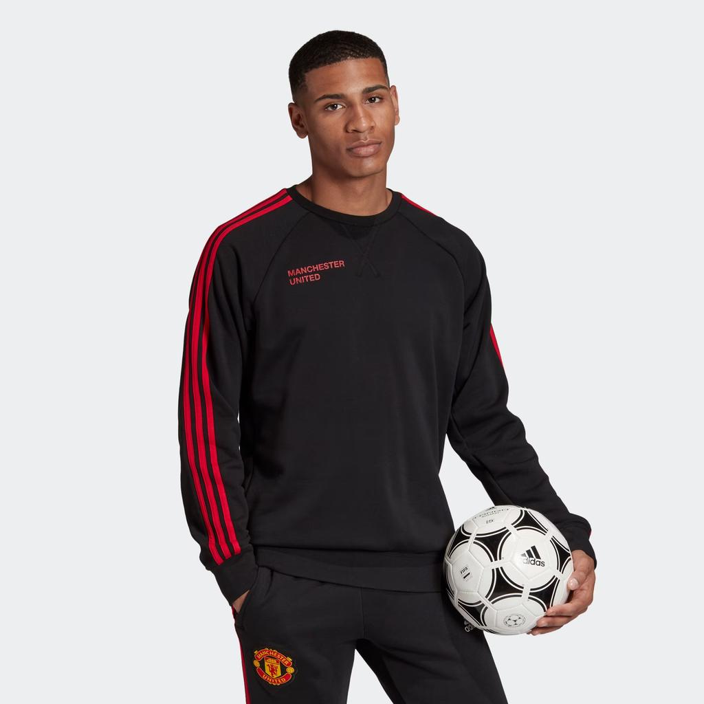 Adidas Manchester United Soccer Sports Pullover Hoodie Men Tops Black FR3841