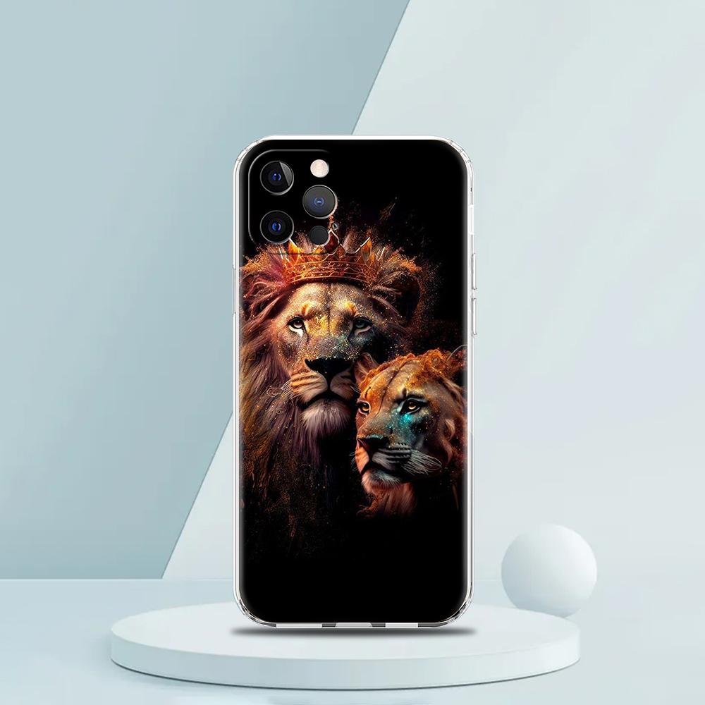 The Lion Phone Case for iPhone 16 15 14 13 12 Pro Max Transparent Soft for iPhone 11 Pro Max 7 8 Plus XS XR Silicone Shell Capas