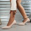Fashion Banquet Stiletto Single Fall New Pointed Toe Shallow Mouth Lace Paneled Slip-on Anti-Slip Wear-Resistant High Heels