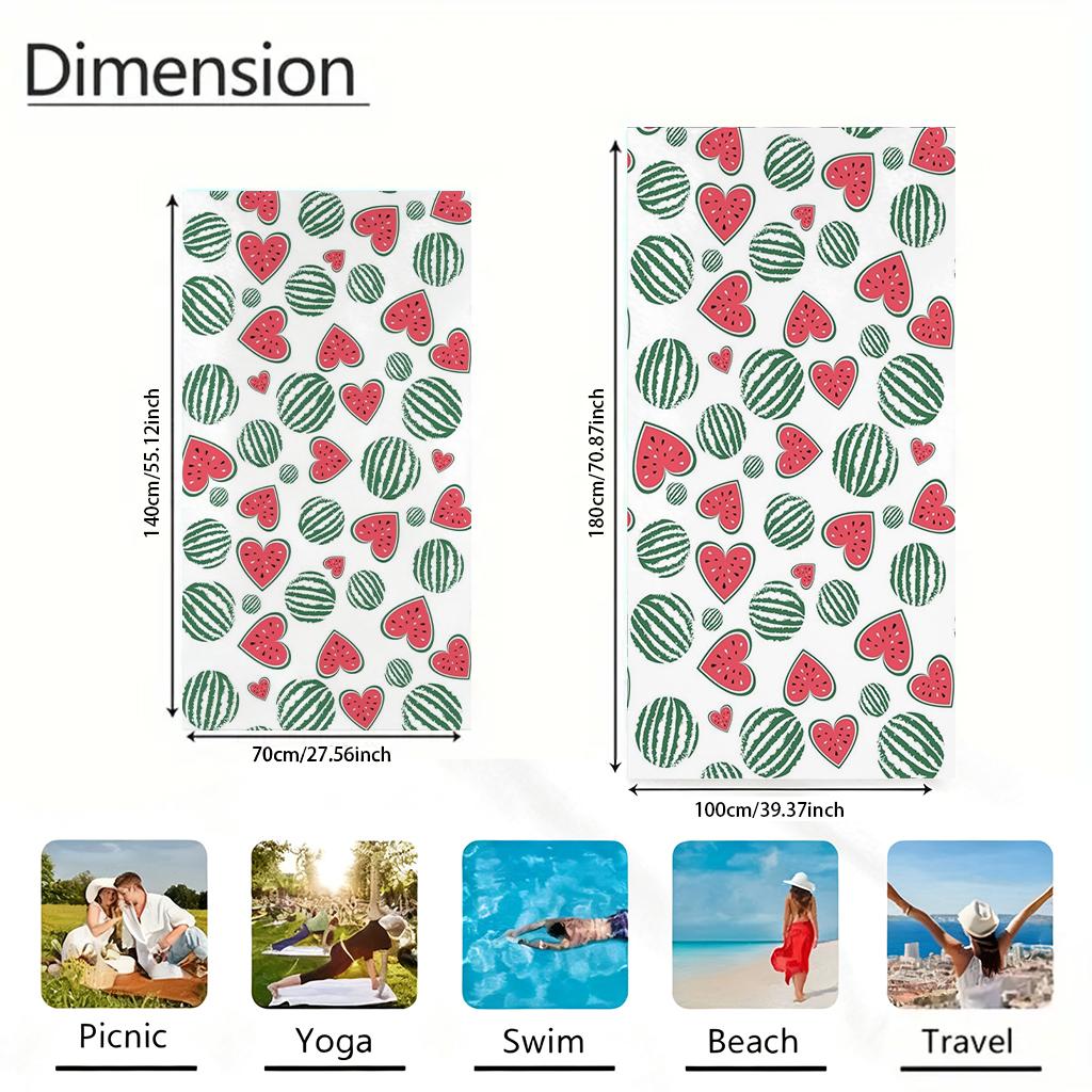 1Pc Heart-Shaped Watermelon Beach Towel Quick-Drying Towel Suitable For Seaside Pool Camping Vacation Yoga For Family Friends