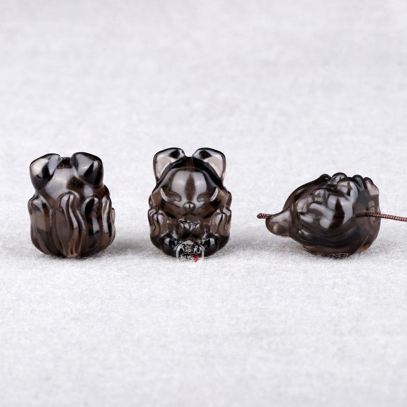 Black Obsidian Nine-Tailed Fox & Animal Charm DIY Bracelet Accessories