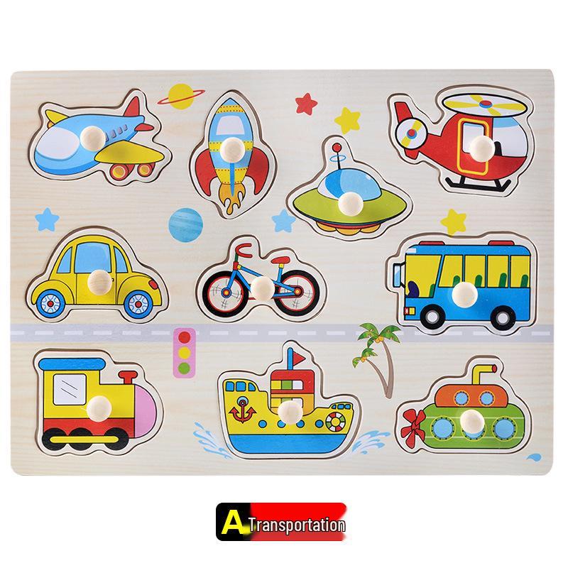 Wooden 3D Educational Grasping Board & Puzzle for Children: Animal & Fruit Theme Cognitive Toy