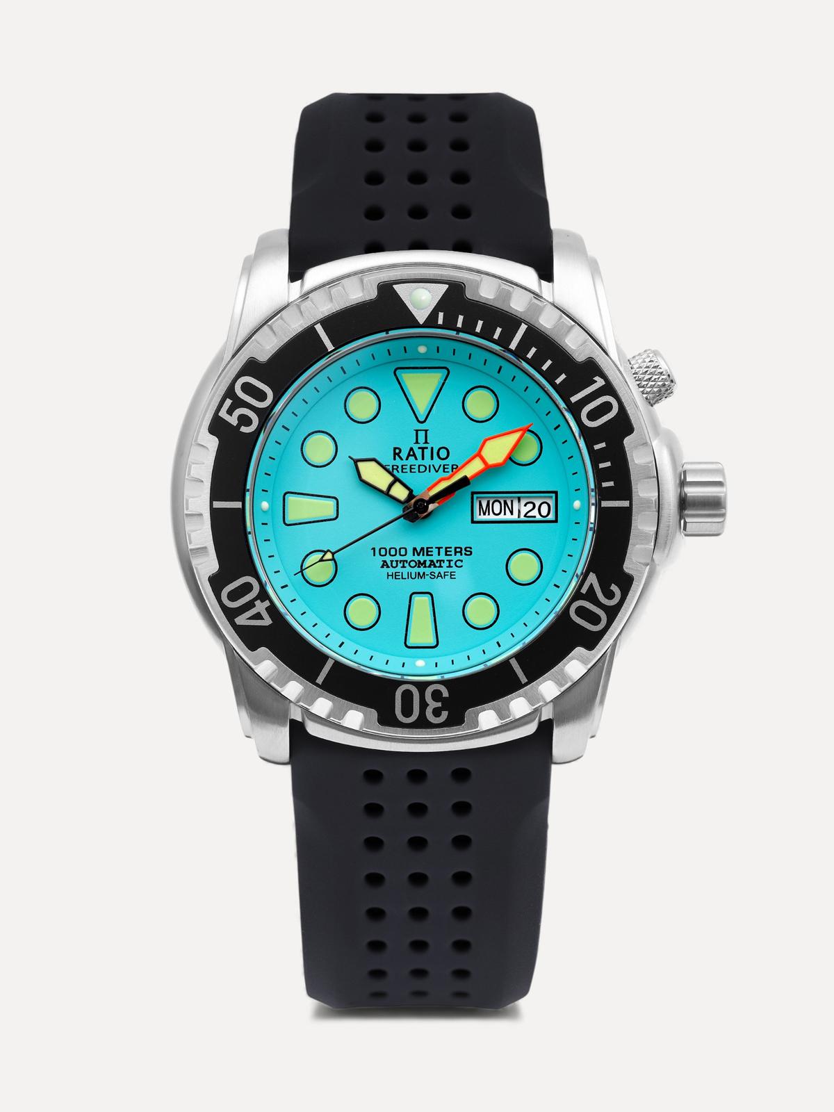 

Часы мужские Ratio FreeDiver Гелиевый клапан Сапфировое стекло Автоматические 1000M 1068HA90-34VA-IBLU синий
