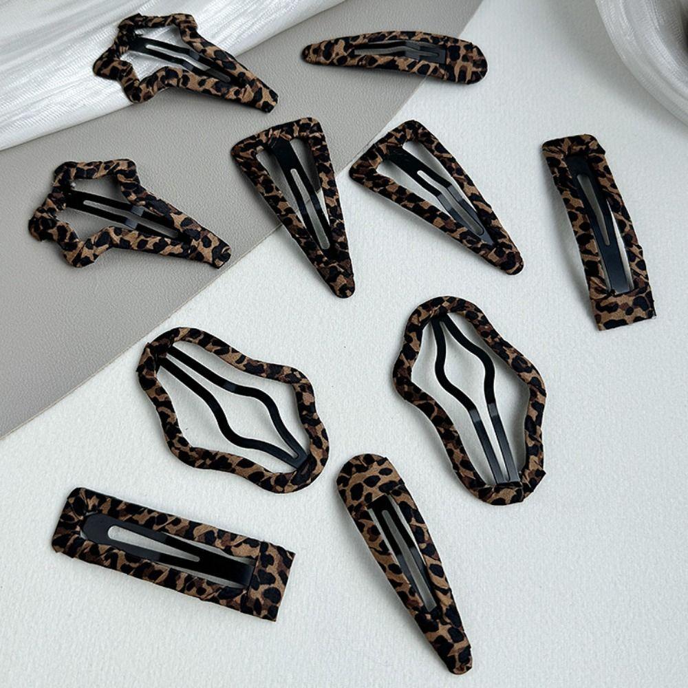 Fashion Leopard Print Hair Clip Water Drop Square Hairpin Cloud Cloth Barrette Hair Accessories