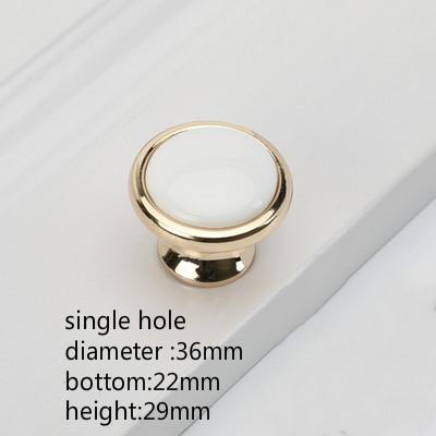 Fashion Ceramic Cabinet Handles Golden Kitchen Cupboard Door Handles Drawer Knobs European White Furniture Pulls