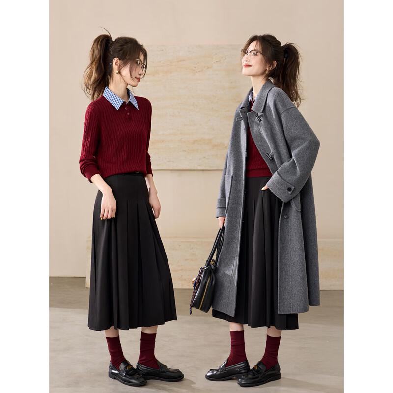 Mohanyimei Wool Blend Cable Knit Polo Sweater