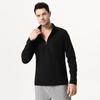 Men's Long Sleeve Half-Zip Sports Tee - Solid Color Stand Collar for Running and Fitness