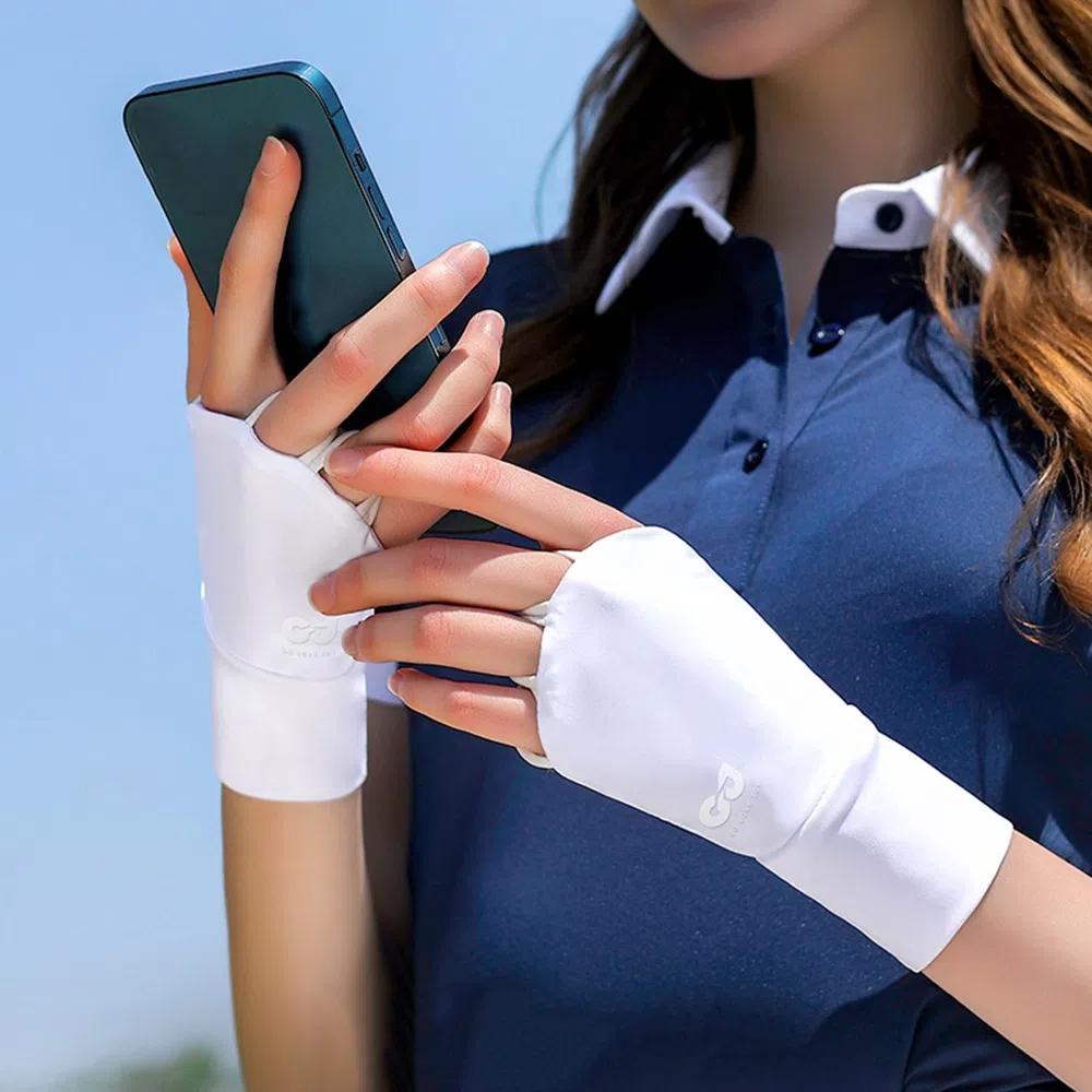 Elastic Sunscreen Gloves Thin Ice Silk Mittens Breathable Half Finger Golf Gloves Summer