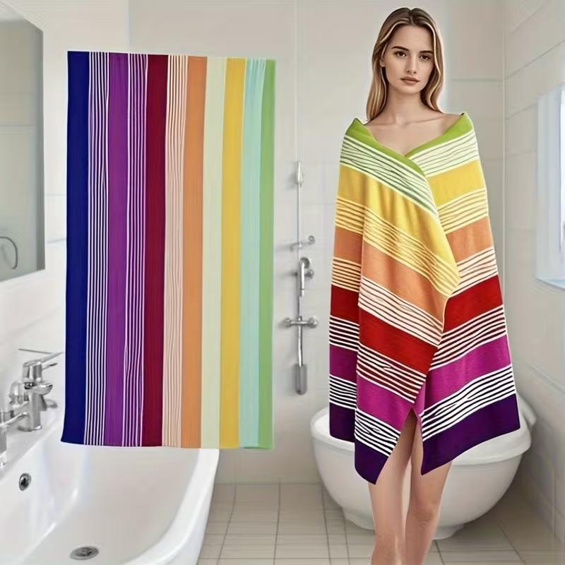 Asciugamano da Spiaggia Morbido Oversize a Strisce Arcobaleno con Onda Asciugatura Rapida e Super Assorbente Asciugamani da Bagno in Microfibra Ultrafine