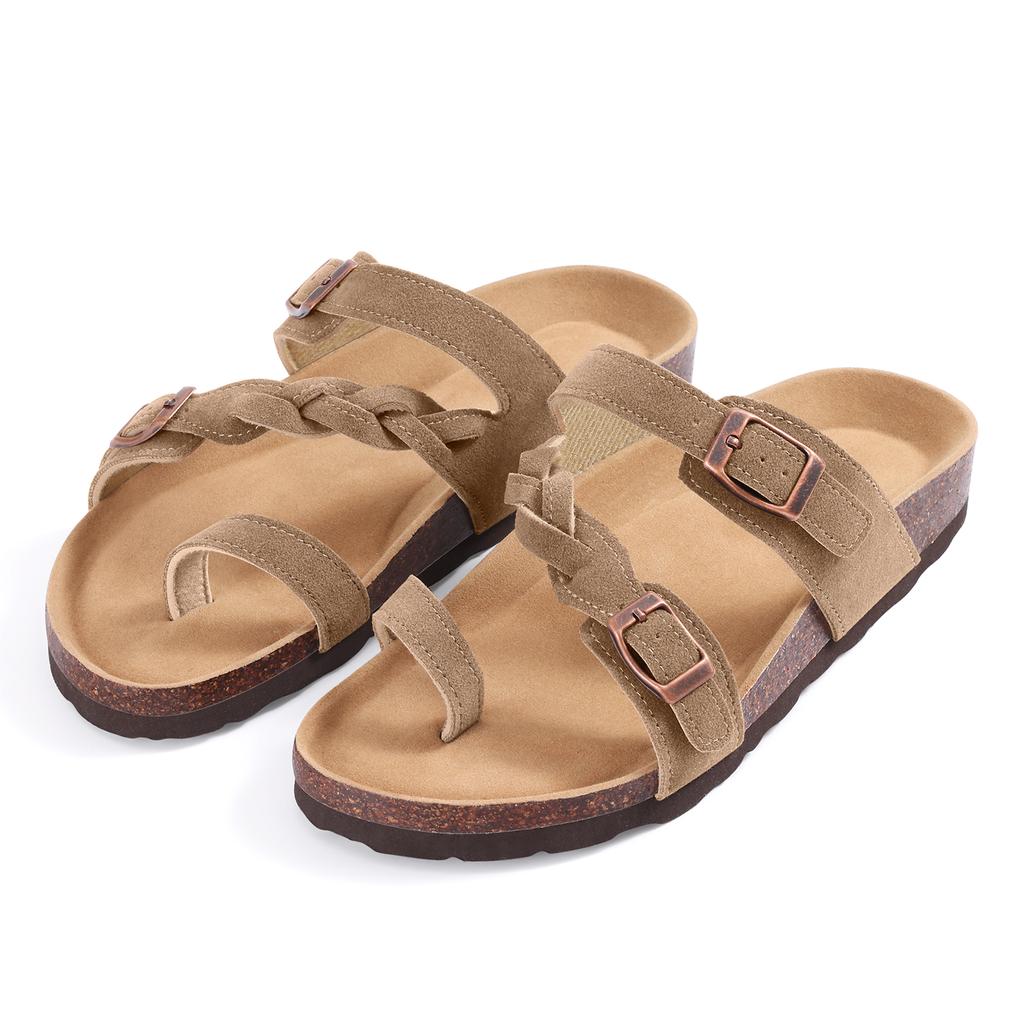 Fashion Crestar Women's Flat Clogs Sandals Classic Cork Sole Open Toe Garden Shoes With Double Buckle Lady Thick Soles Casual Slippers