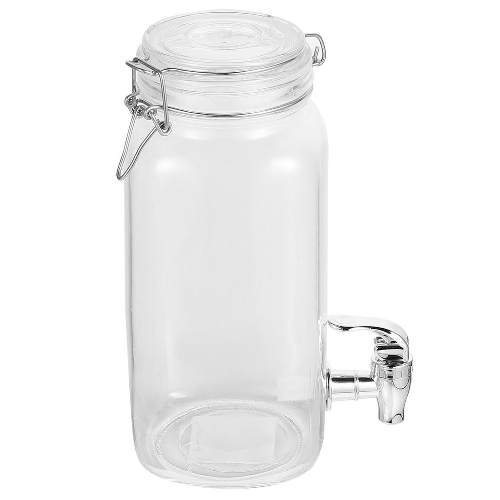 1pc Glass Juice Jar With Tap Leak Proof Beverage Dispenser Drink Container Barrel Storage Bottle Drinks Spigot Drinkware