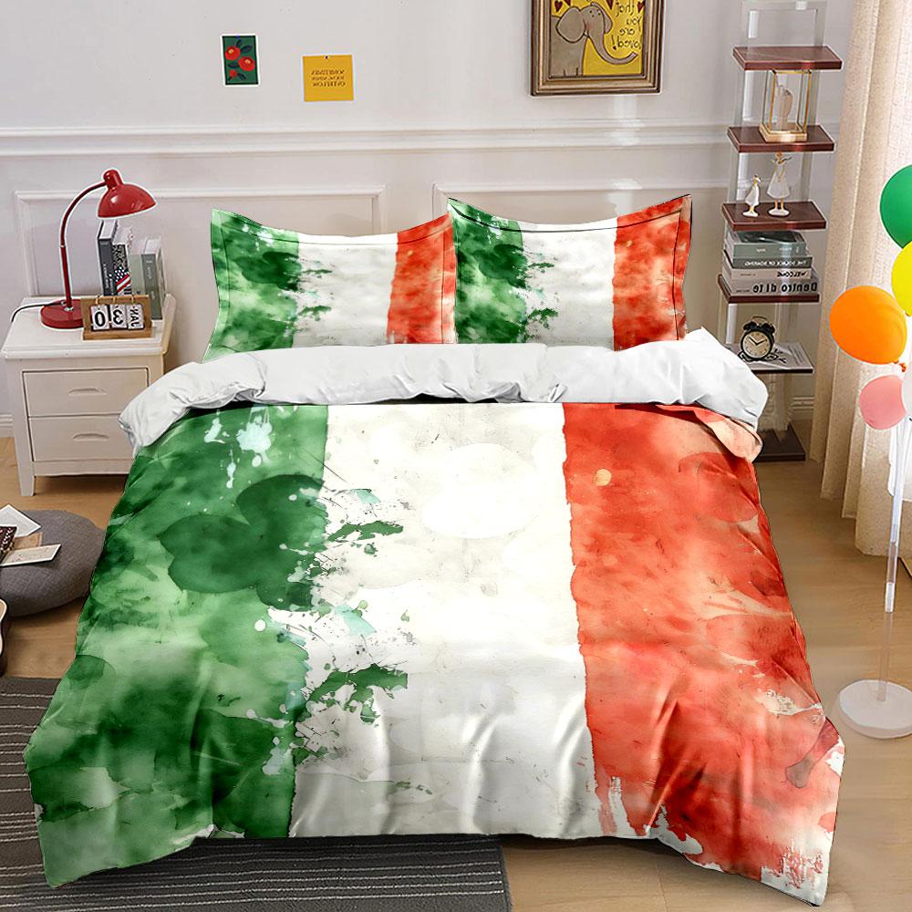 Italian Flag-inspired Watercolor Pattern. Bedding Sets Duvet Cover Sets Duvet Covers Pillowcases(1 * Duvet Cover 2 * Pillowcases Without Duvet Insert)