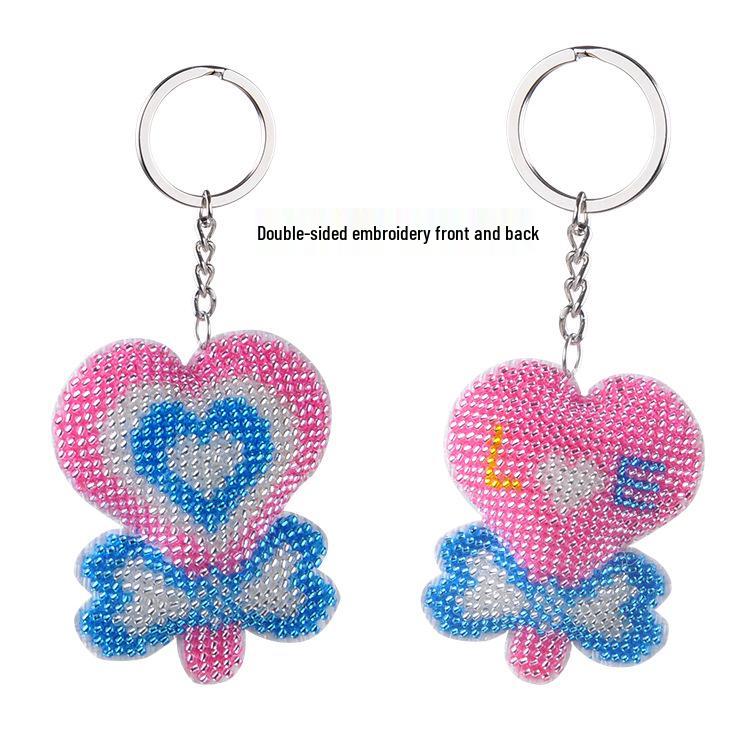 Heart Lollipop Beaded Embroidery Keychain Pendant
